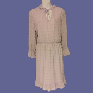 Women's Elegant Lavender Ruffle Dress With Polka Dot Pattern